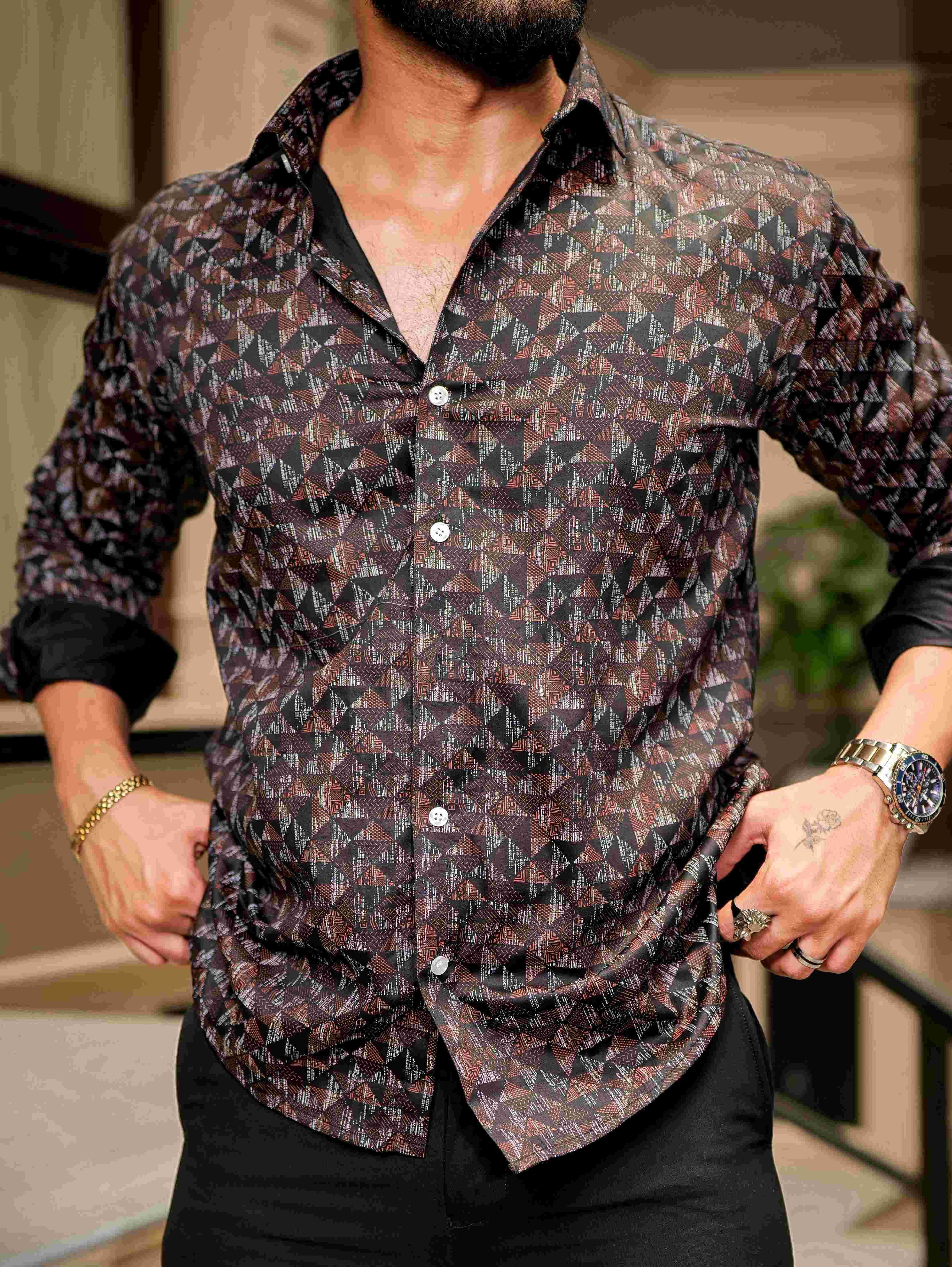 Brown Cotton Print Premium Shirt – The Foomer