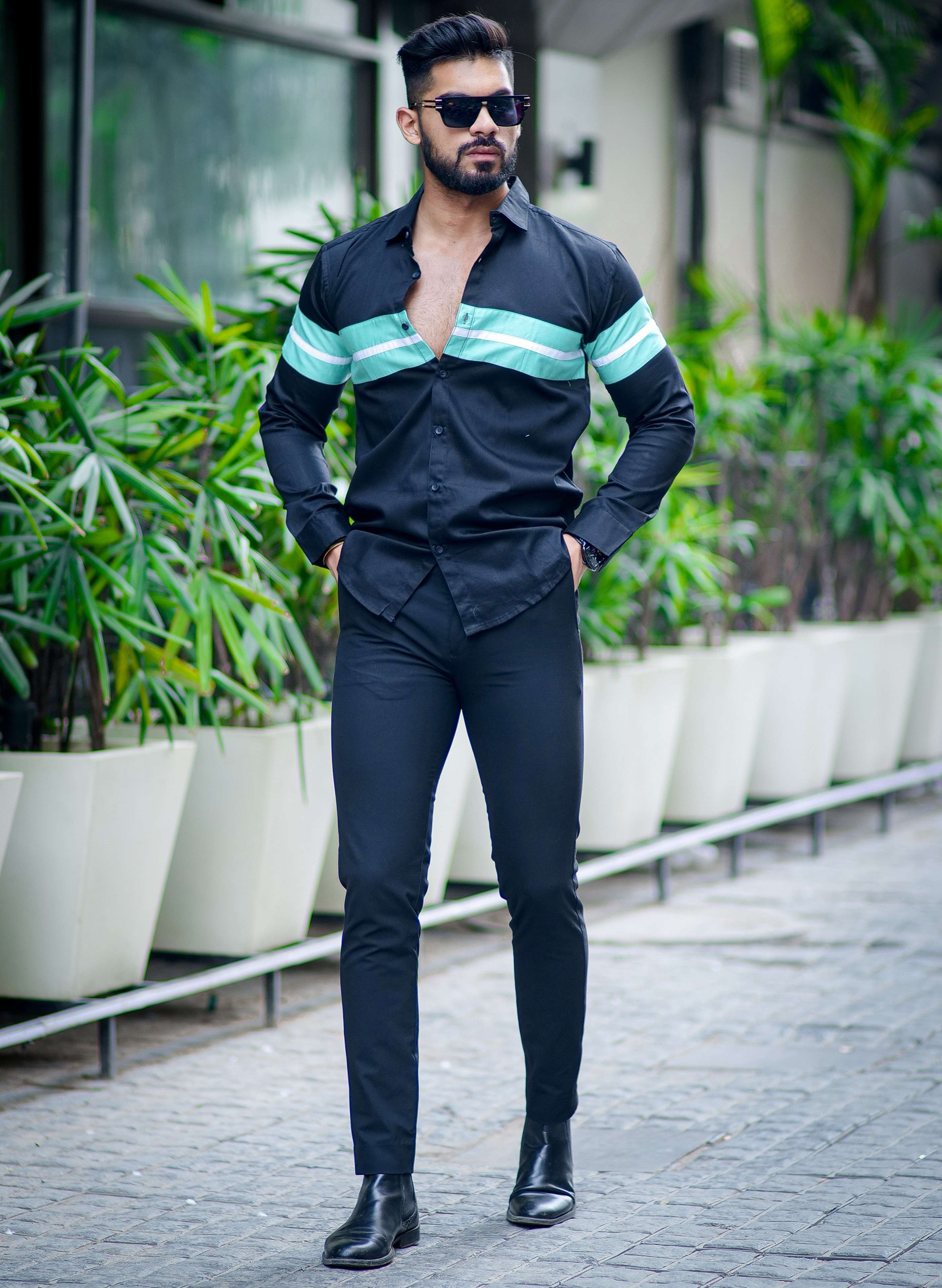 Black Cotton Cut n Sew Cotton Designer Shirt For Men's – The Foomer