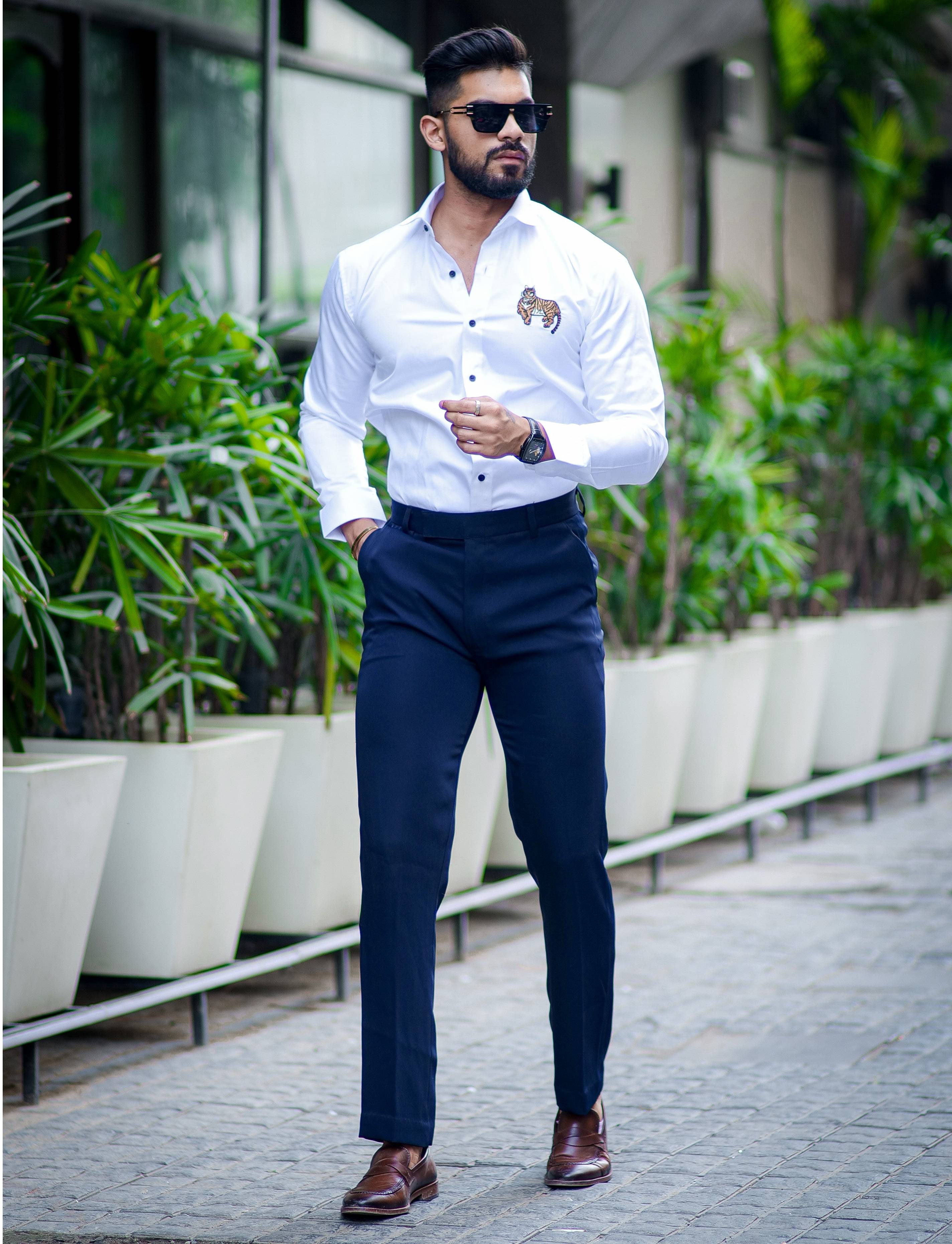 Dress Pants Shirt For Dark Blue Pant Style White Shirt Blue Pant