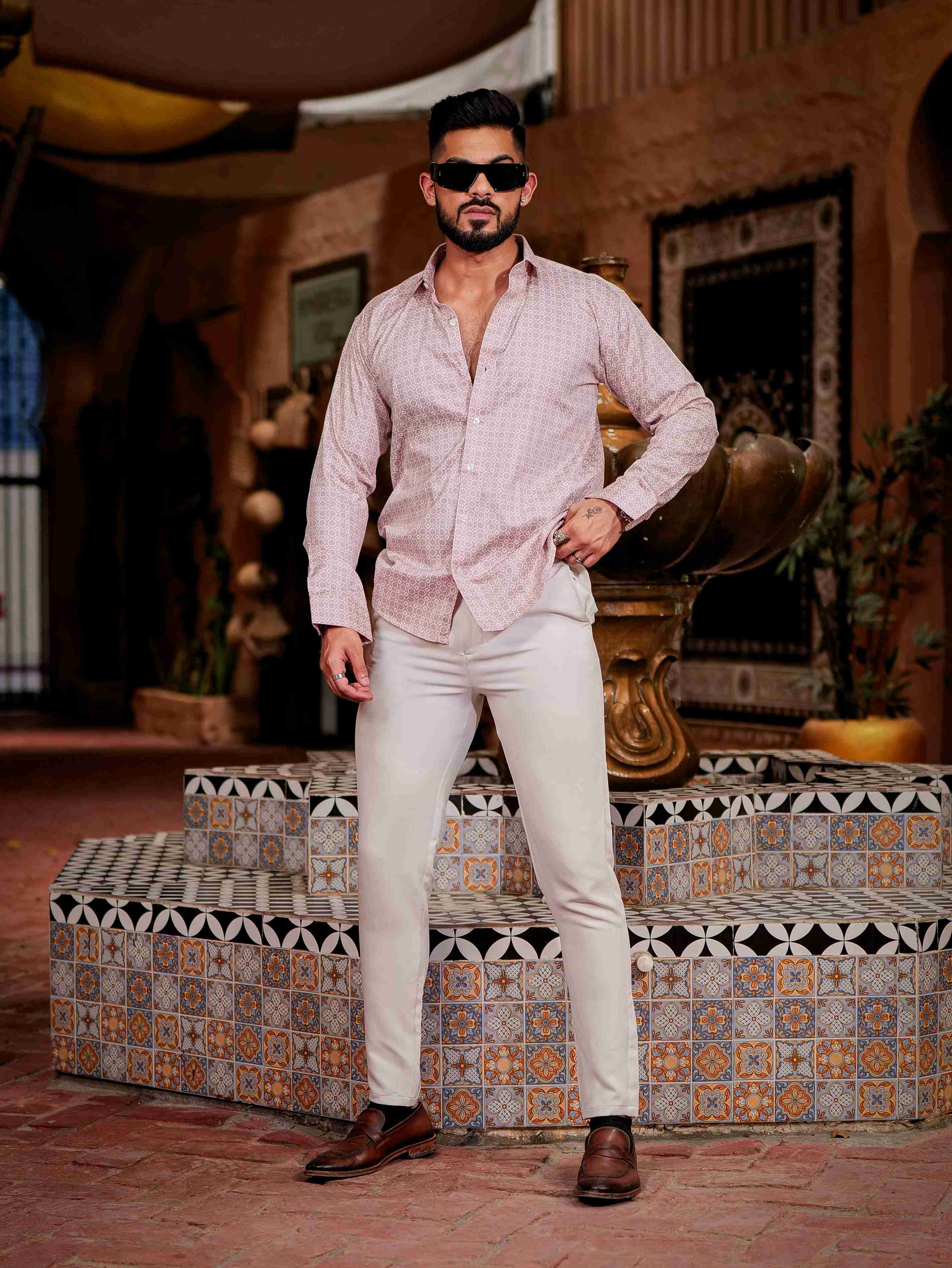 Pink Satin Print Premium Shirt