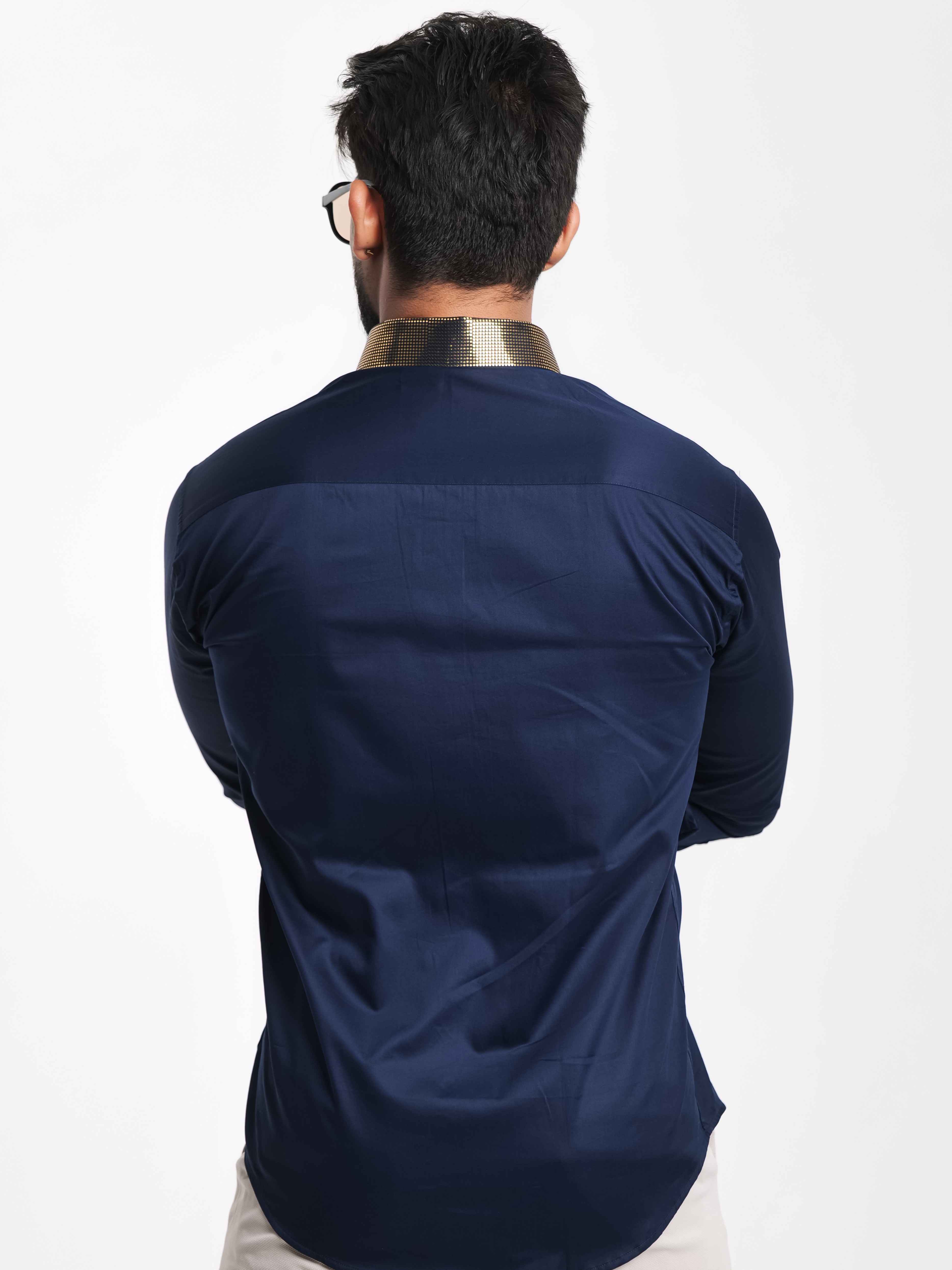 FOOMER NAVY COLLAR SEQUENCE DESIGNER SHIRT FOR MEN'S