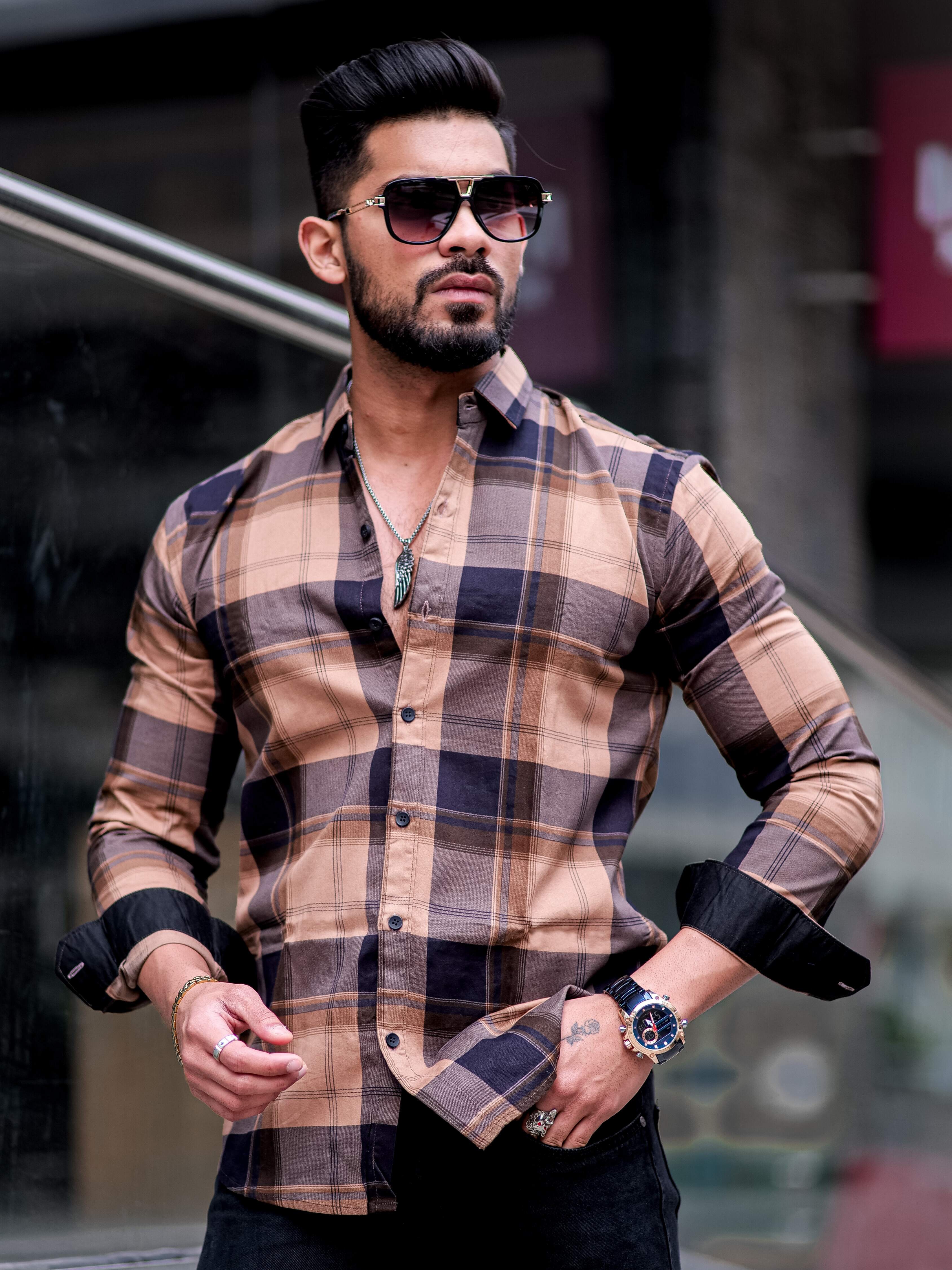 Almond Frost Checkered Cotton Shirt The Foomer