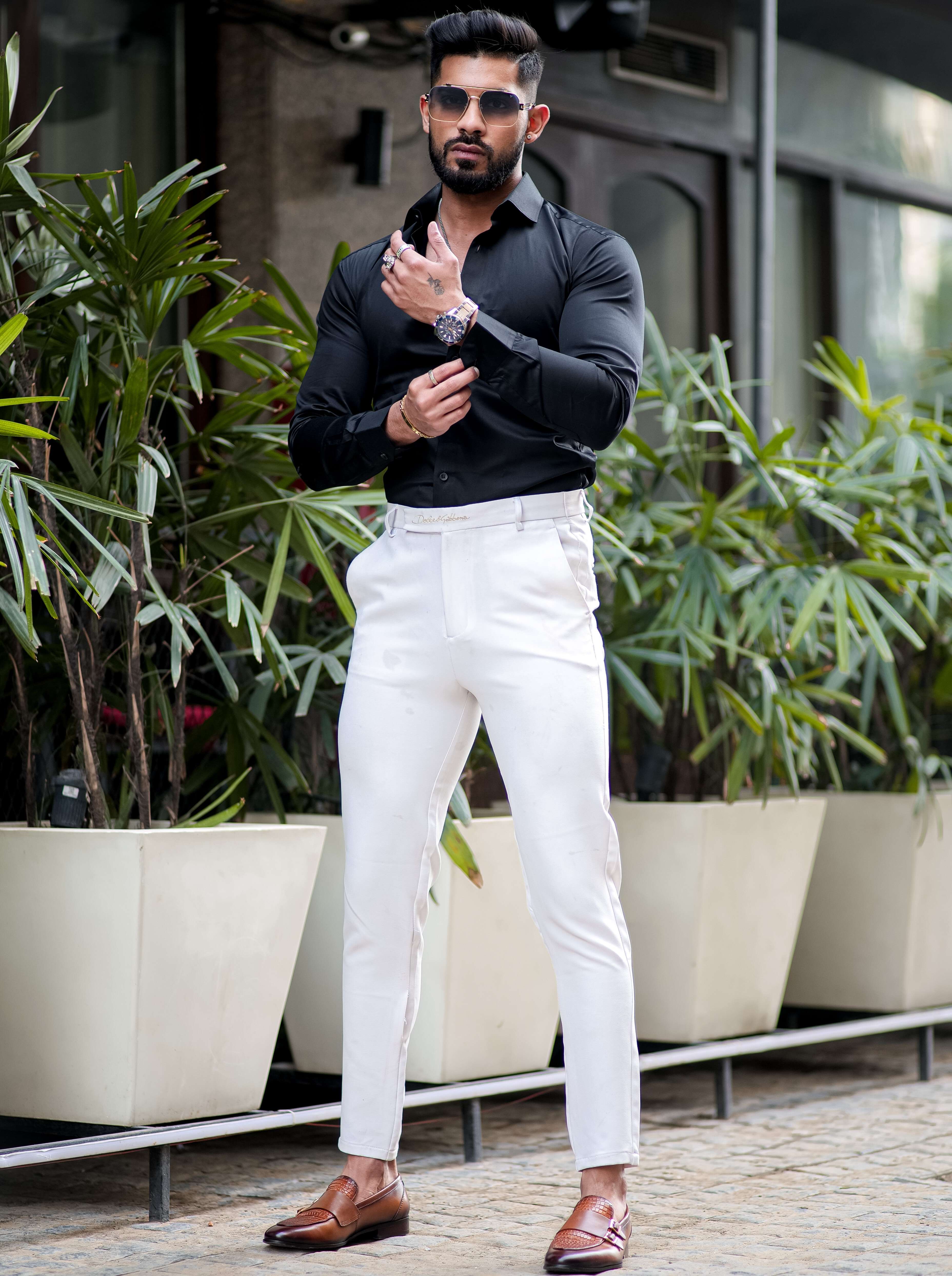 Formy Night Black Luxury Satin Cotton Shirt For Men's