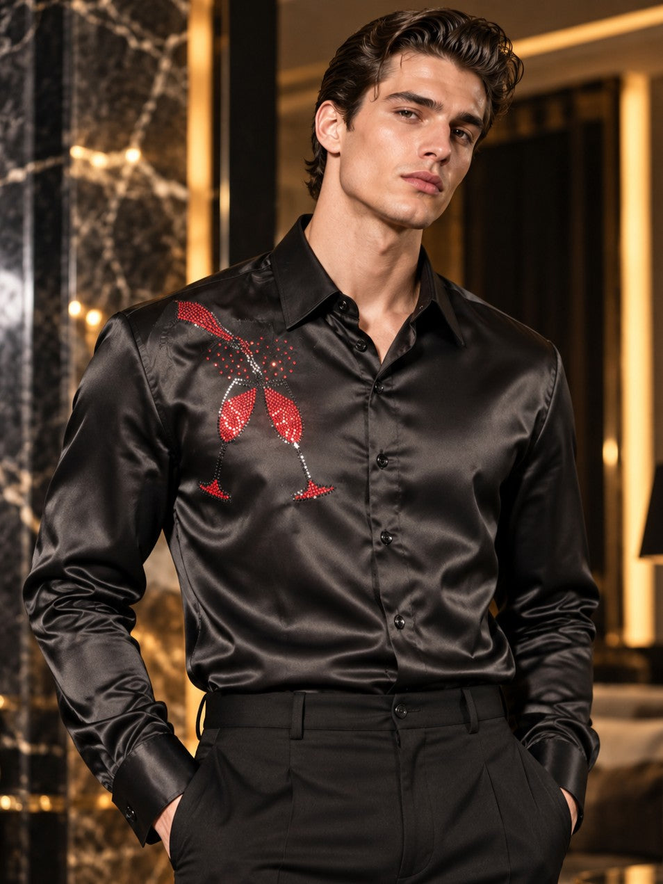 Men's Black Formal and Party Wear Designer Shirt