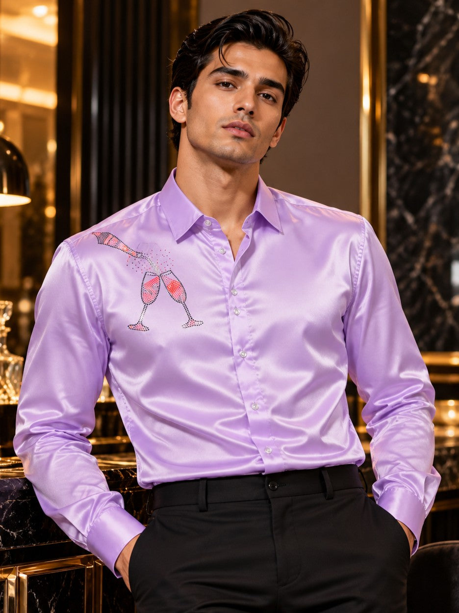 Men Purple Formal and Party Wear Designer Shirt
