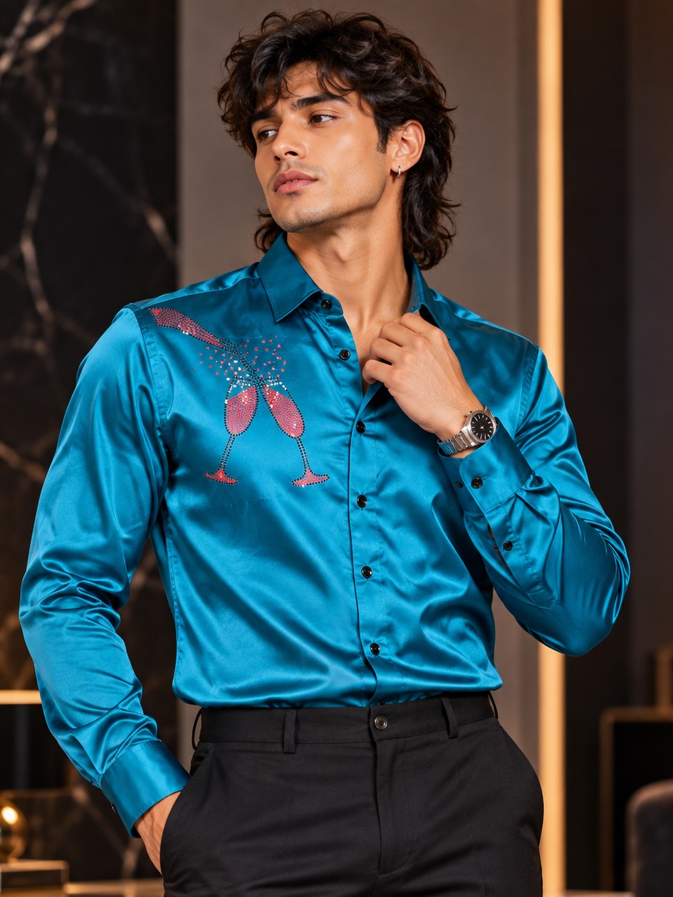 Men Green Formal and Party Designer Shirt