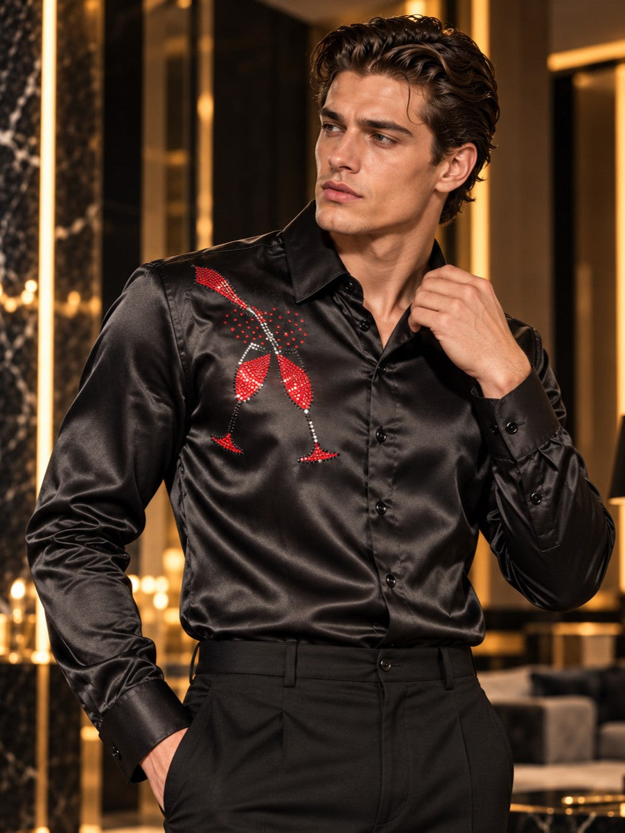 Men's Black Formal and Party Wear Designer Shirt