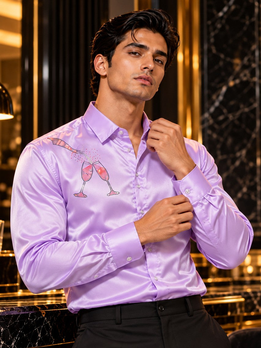 Men Purple Formal and Party Wear Designer Shirt