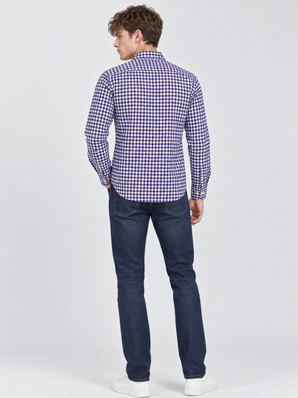 Men Premium Purple Regular Fit Checked Formal, Casual Shirt
