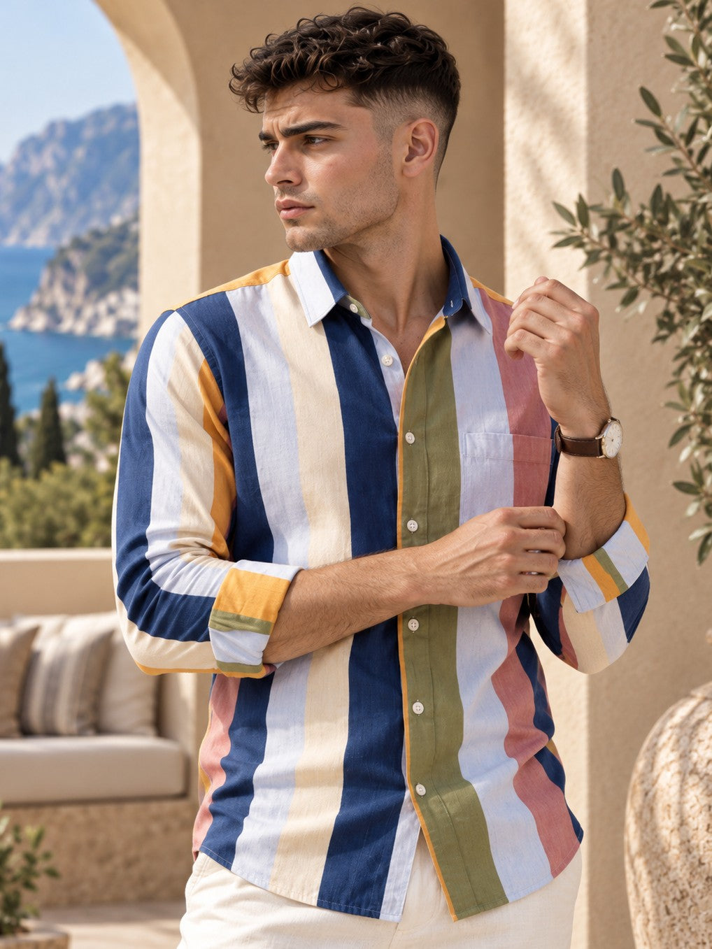 Men Multi Color Striped Regular Fit Formal, Casual Wear Shirt