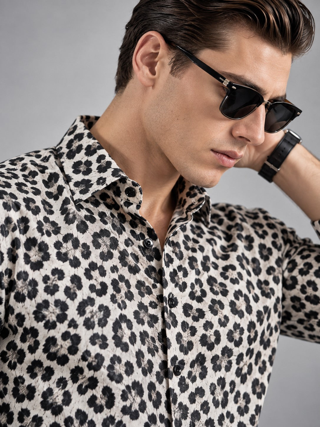 Men's Animal Print Leopard White Casual and Formal Shirt
