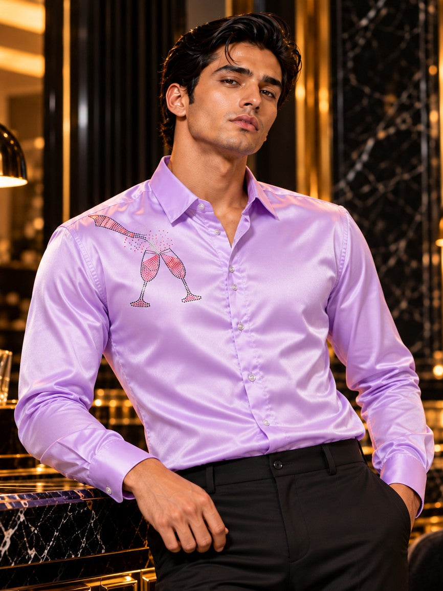 Men Purple Formal and Party Wear Designer Shirt