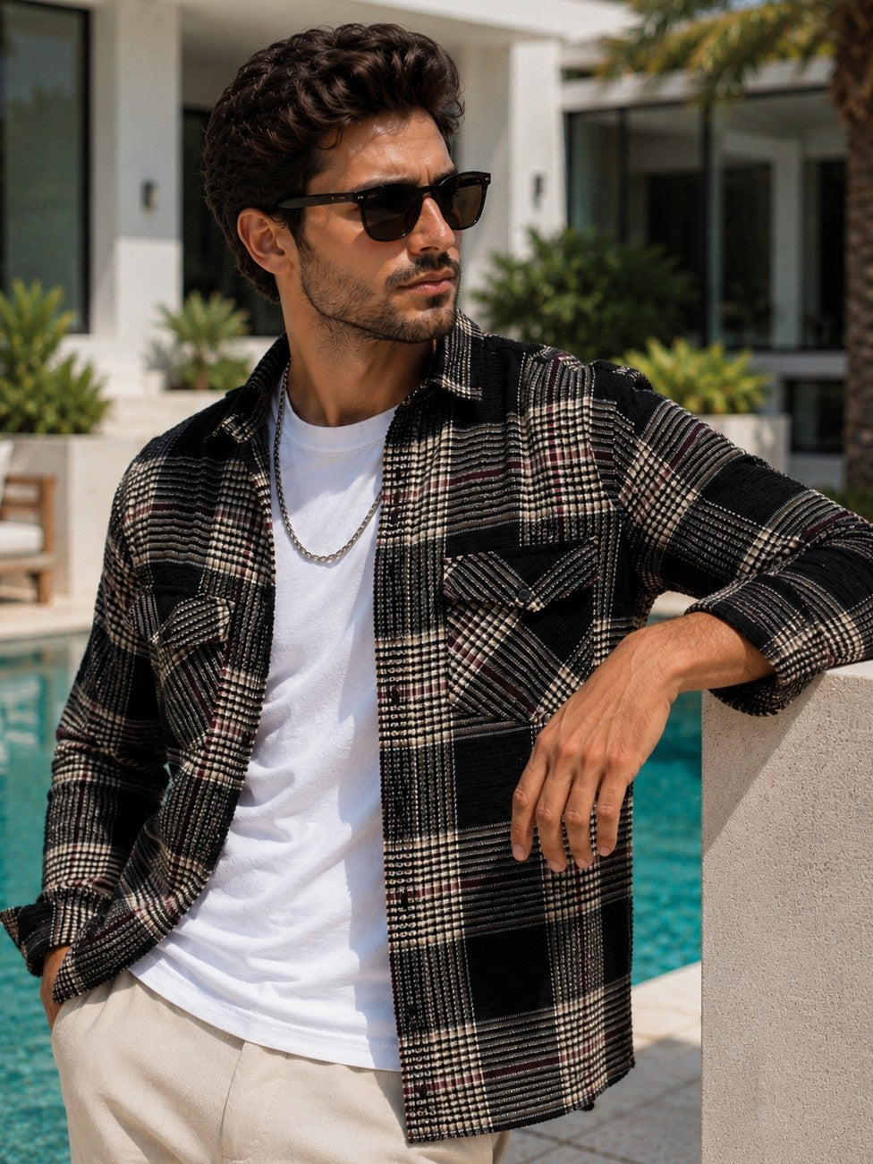 FOOMER BLACK GLEN CHECKED CASUAL SHIRT FOR MEN'S
