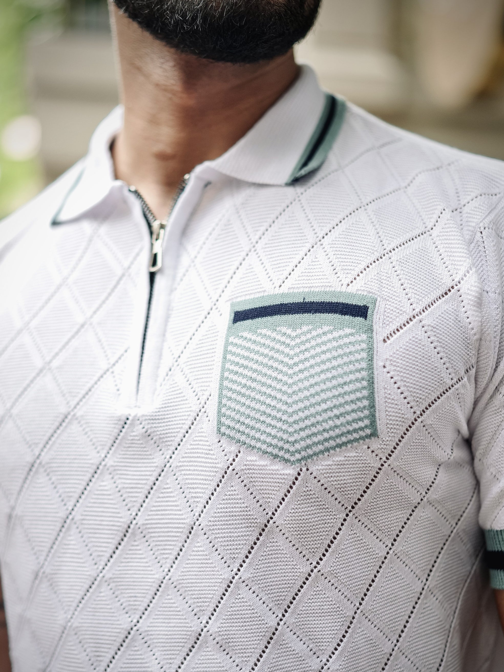 FOOMER WHITE HALF SLEEVE KNITTED TSHIRT FOR MEN'S