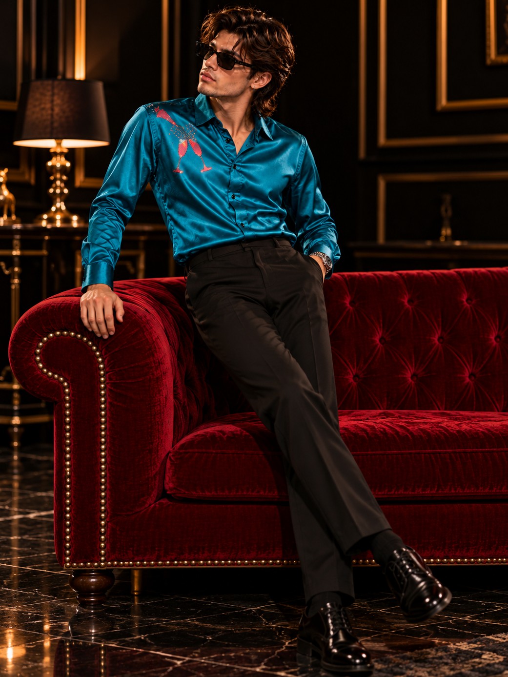 Men Green Formal and Party Designer Shirt