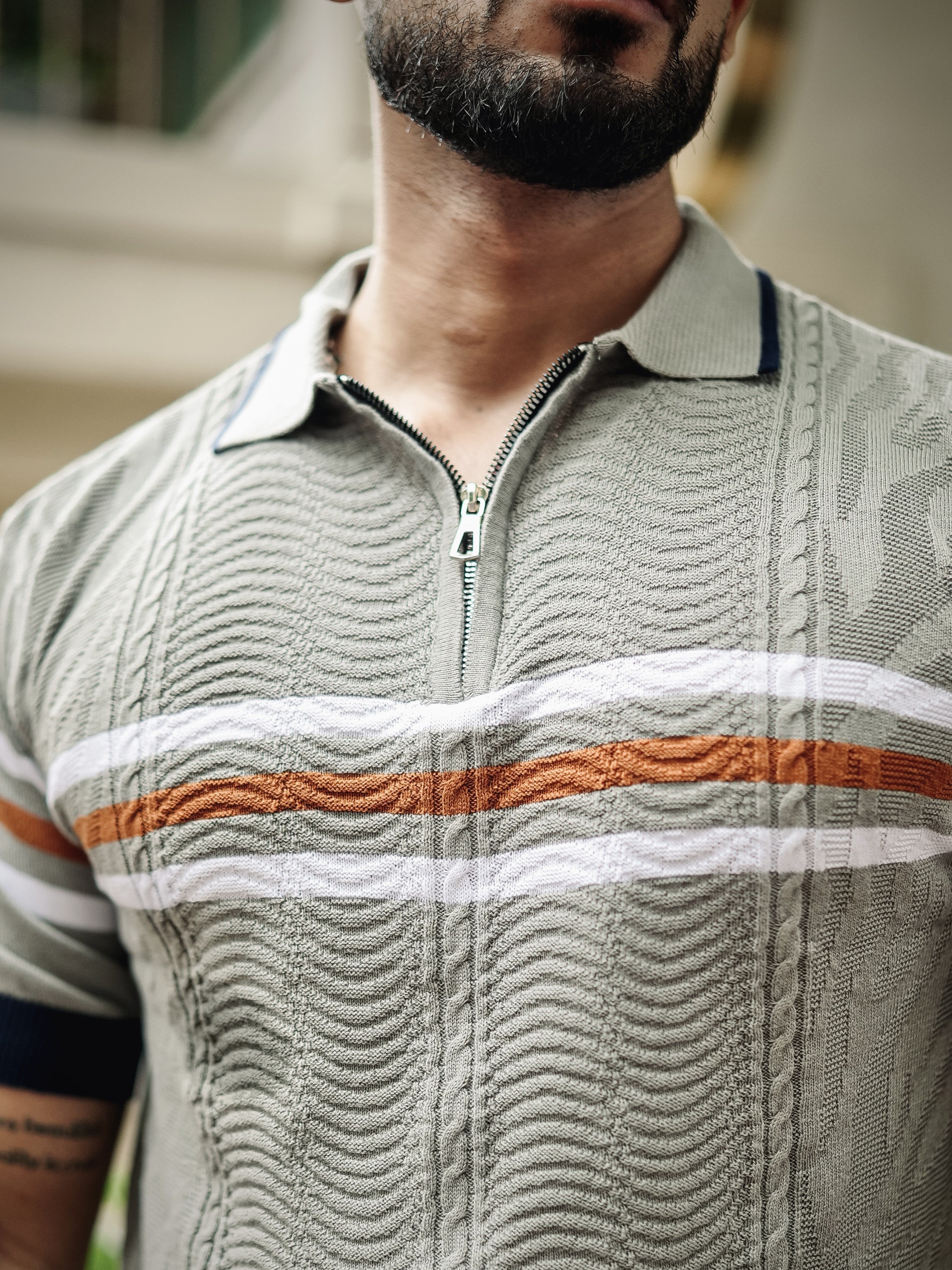 FOOMER GREY HALF SLEEVE KNITTED TSHIRT FOR MEN'S