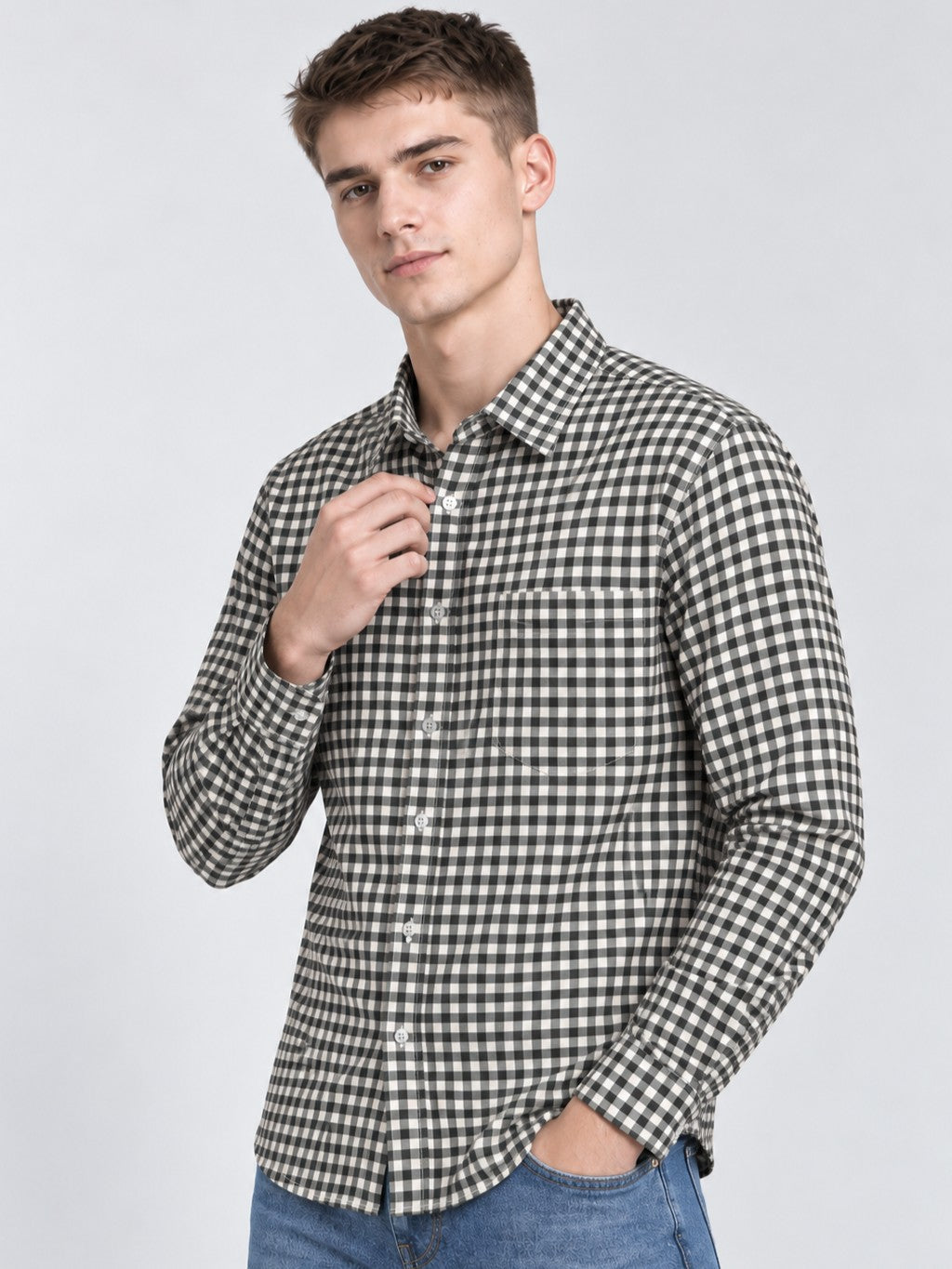 Men Premium Regular Fit Checked Formal, Casual Shirt