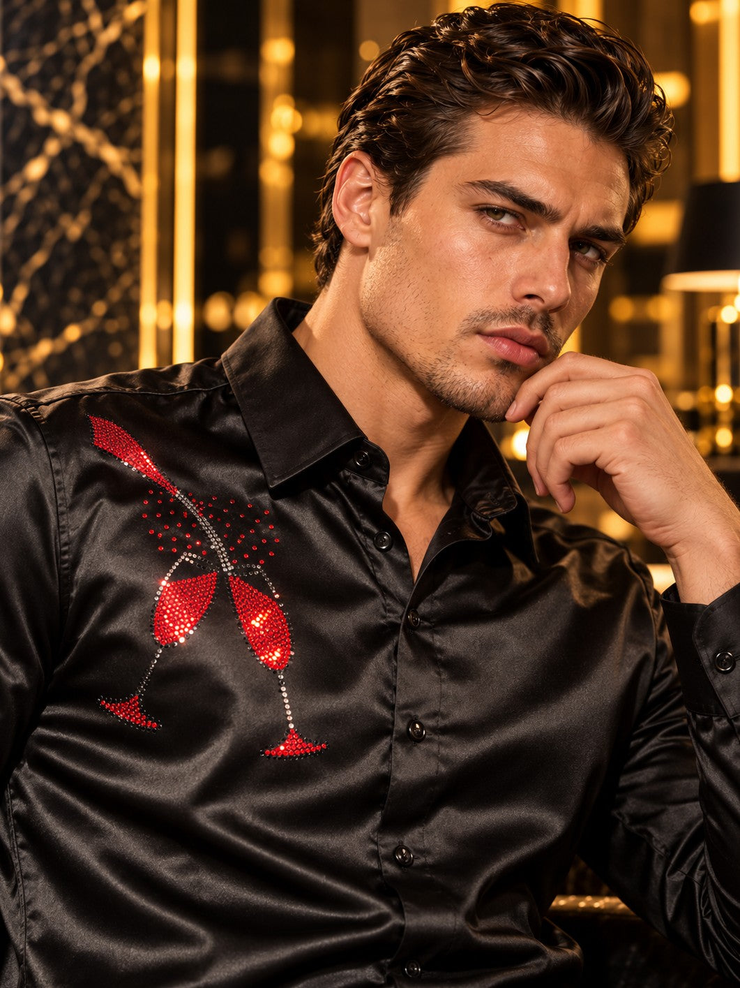Men's Black Formal and Party Wear Designer Shirt
