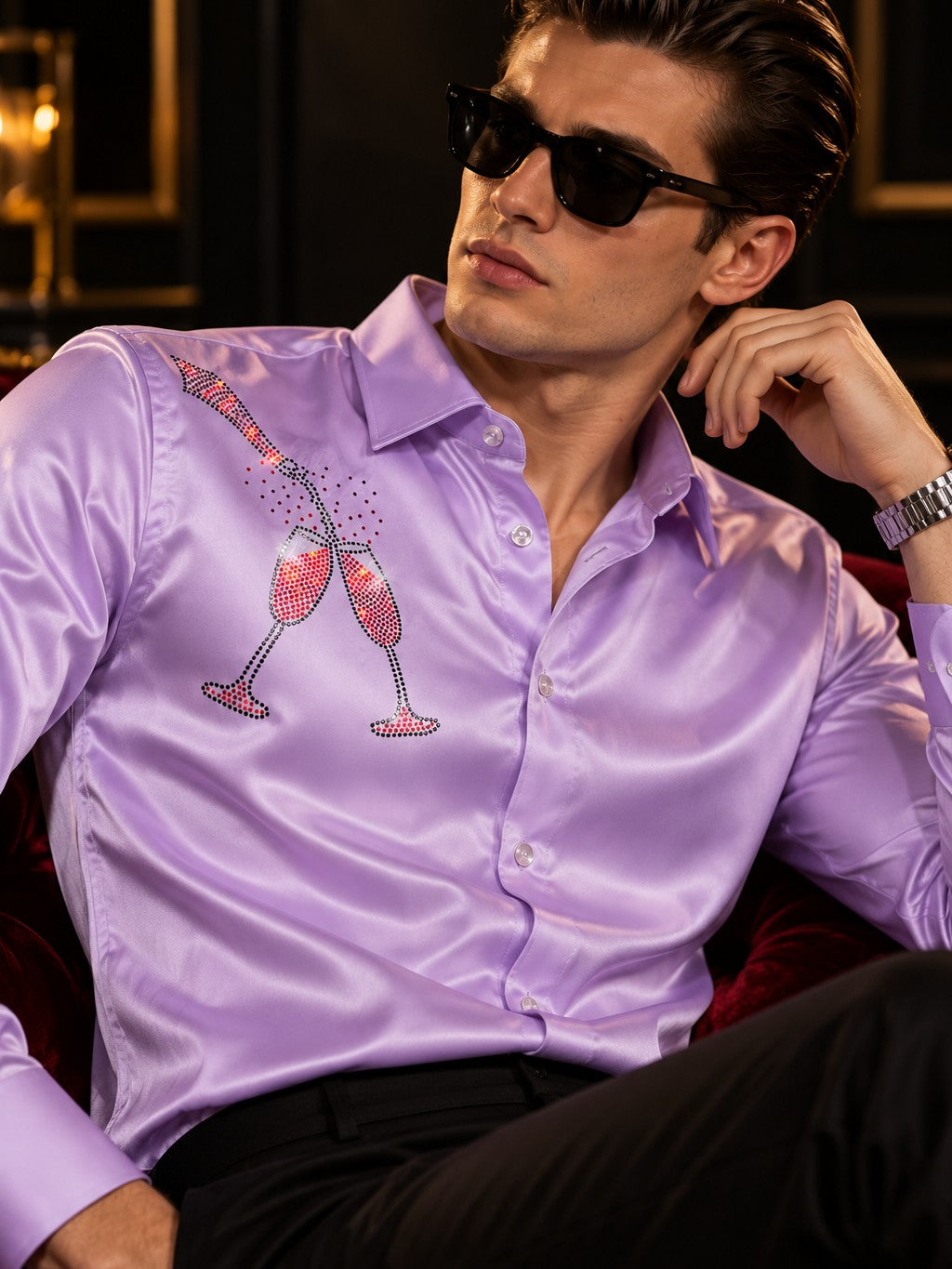 Men Purple Formal and Party Wear Designer Shirt