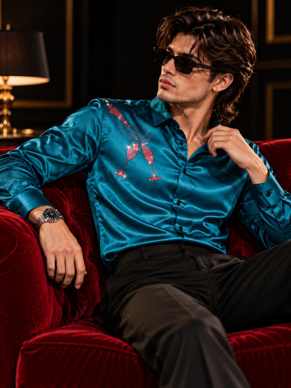 Men Green Formal and Party Designer Shirt