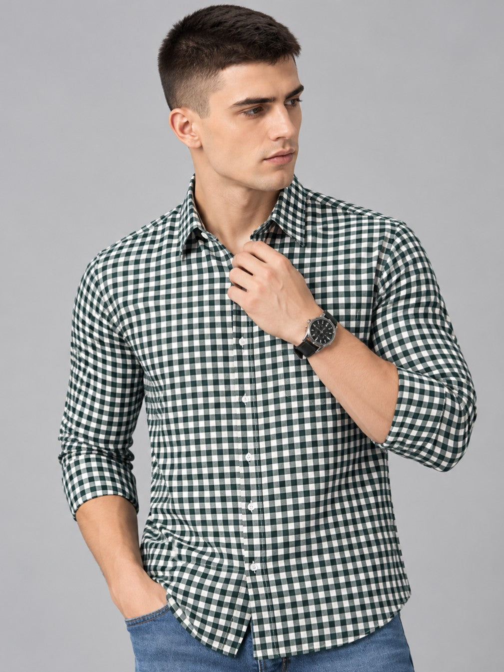 Men Premium Regular Fit Checked Formal, Casual Shirt