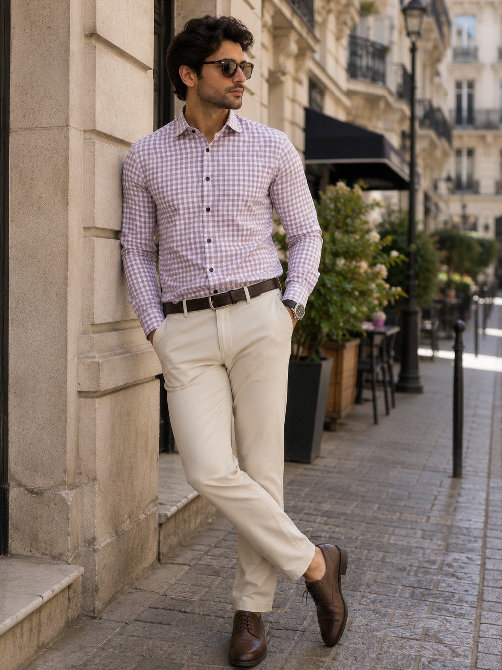 WHITE CHECKERD PRINTED COTTON CASUAL SHIRT FOR MEN'S