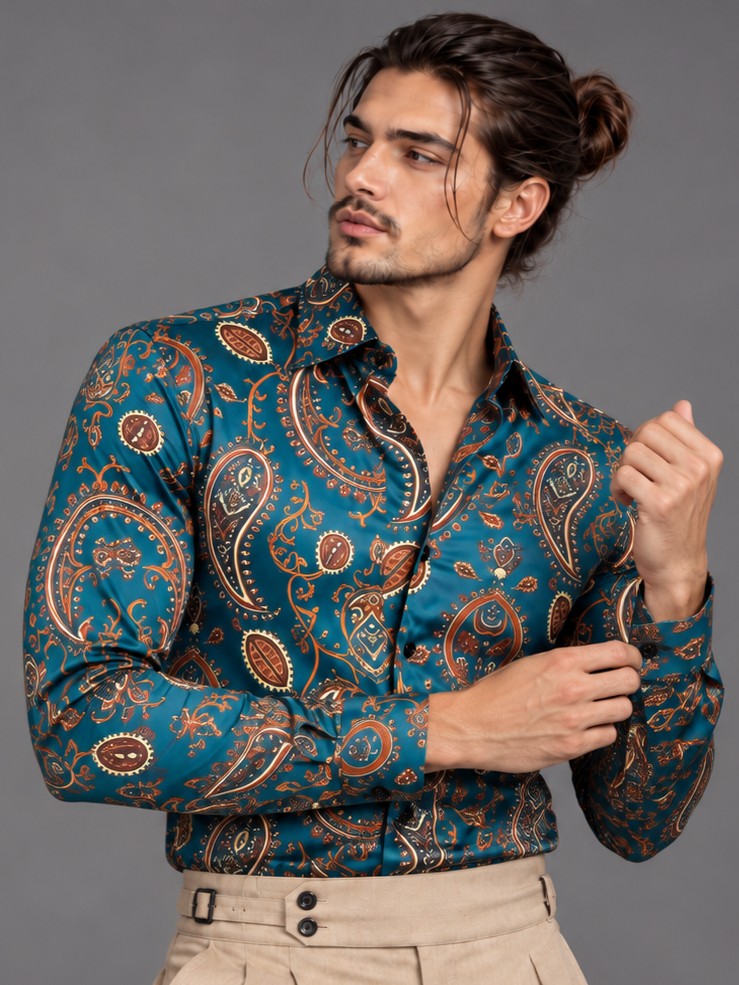 Men Paisley Print Formal and Party Designer Shirt