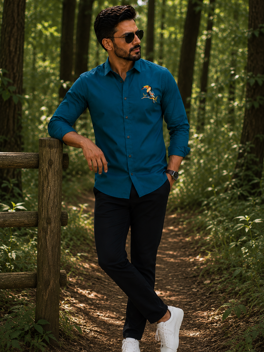 RAMA EMBROIDERED DESIGNER SATIN COTTON SHIRT MEN'S
