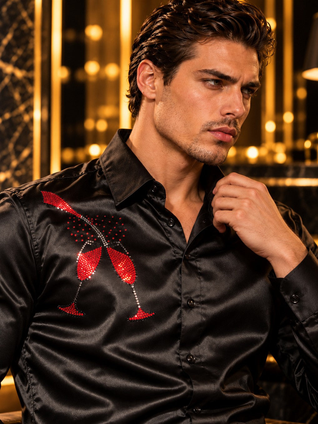 Men's Black Formal and Party Wear Designer Shirt