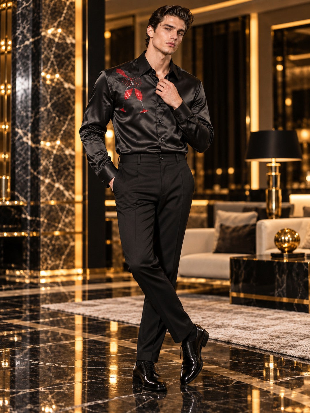 Men's Black Formal and Party Wear Designer Shirt