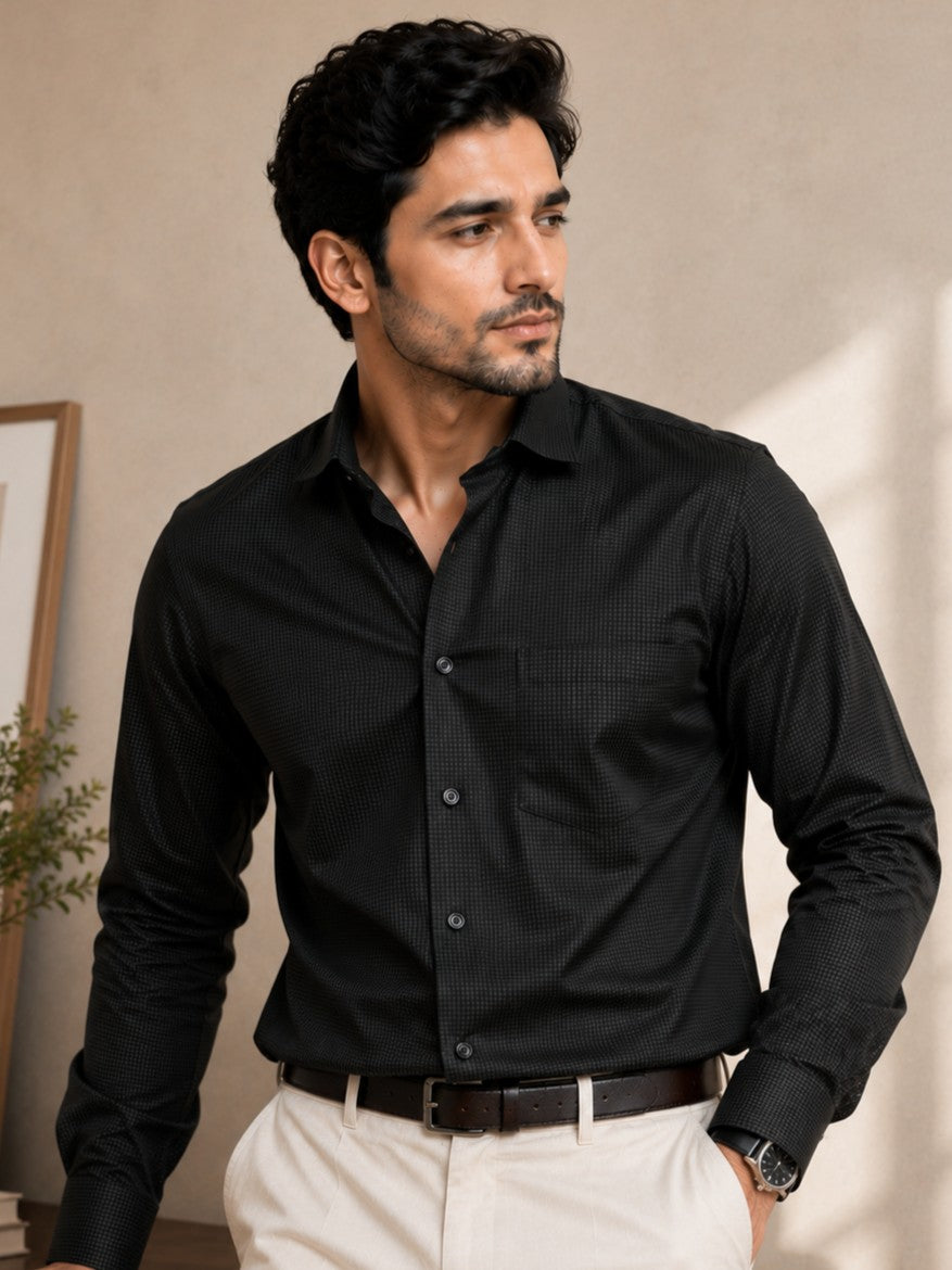 FOOMER GREEN MINI CHECKED COTTON CASUAL SHIRT FOR MEN'S