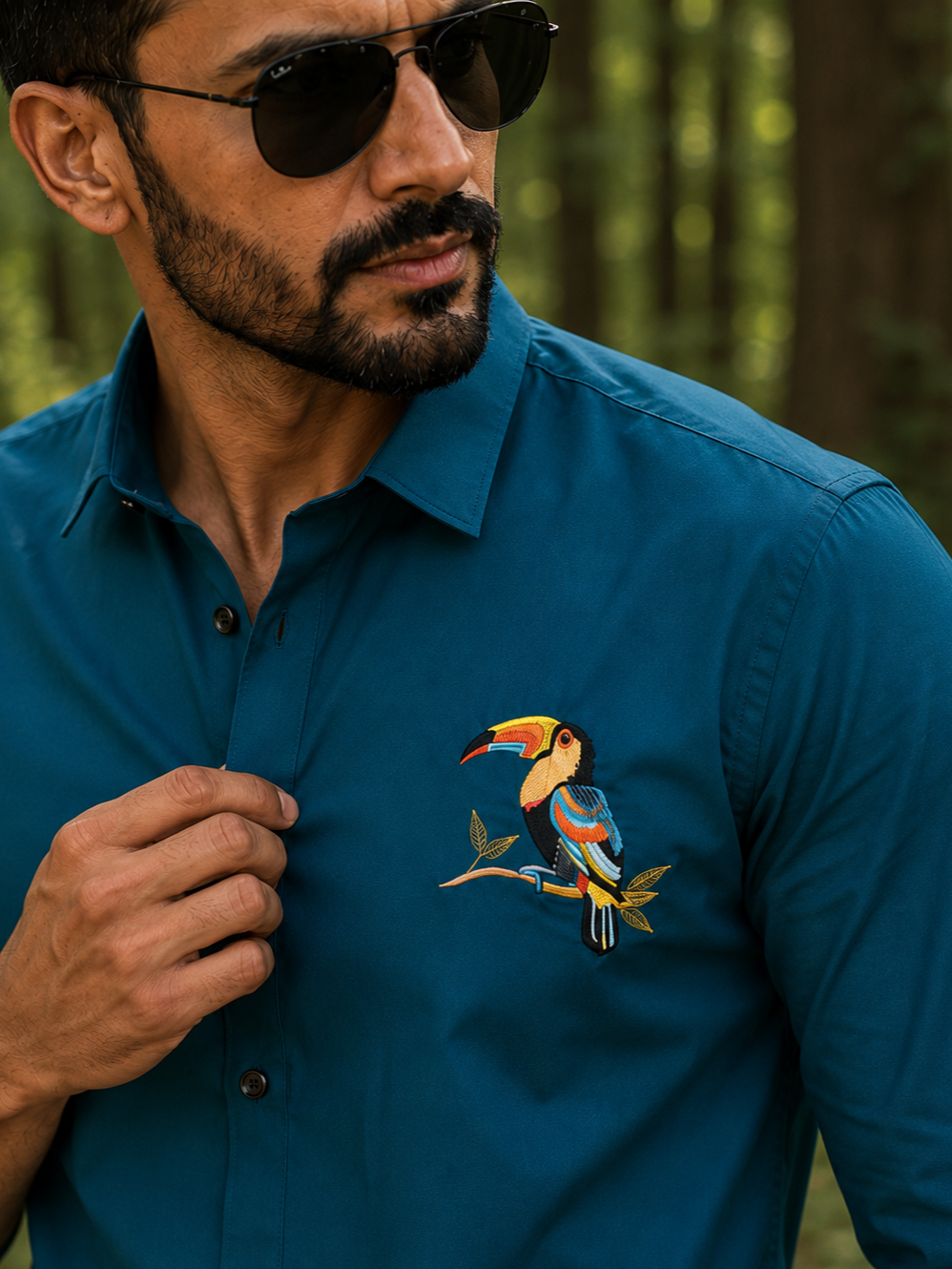 RAMA EMBROIDERED DESIGNER SATIN COTTON SHIRT MEN'S