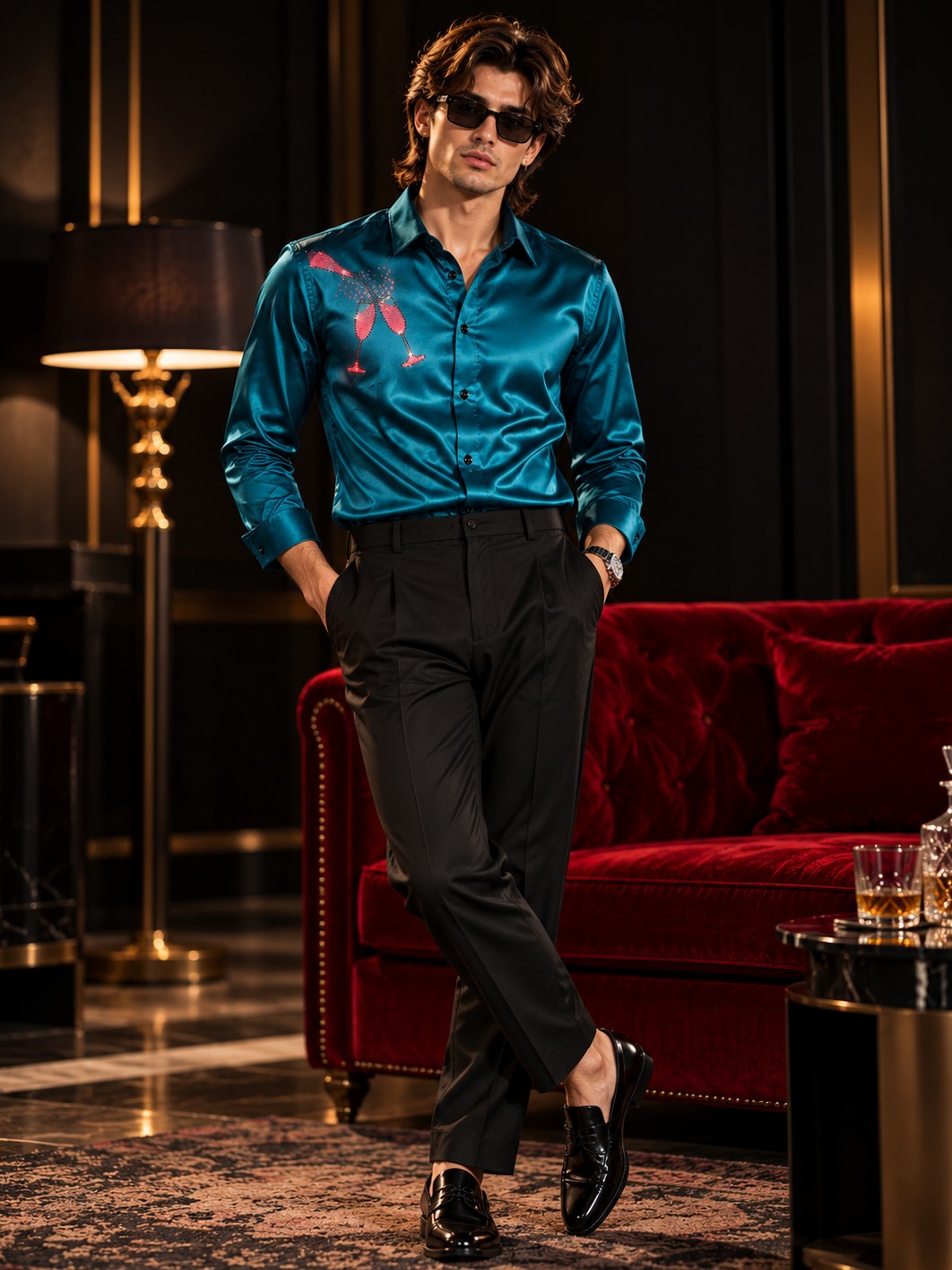 Men Green Formal and Party Designer Shirt