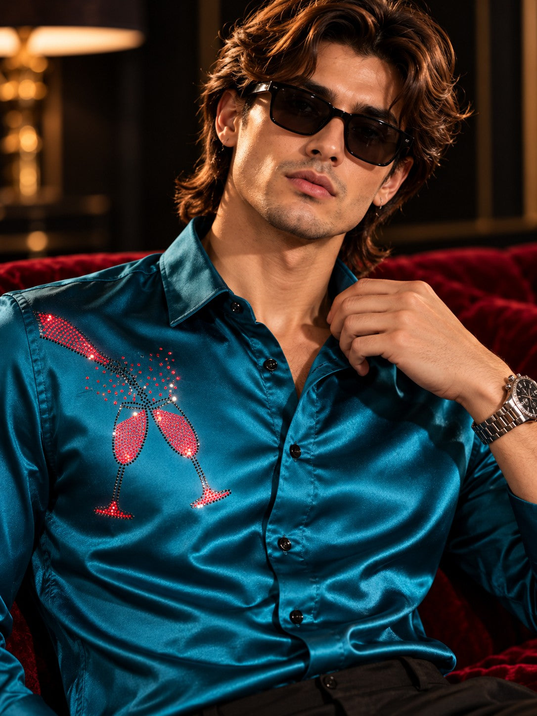 Men Green Formal and Party Designer Shirt