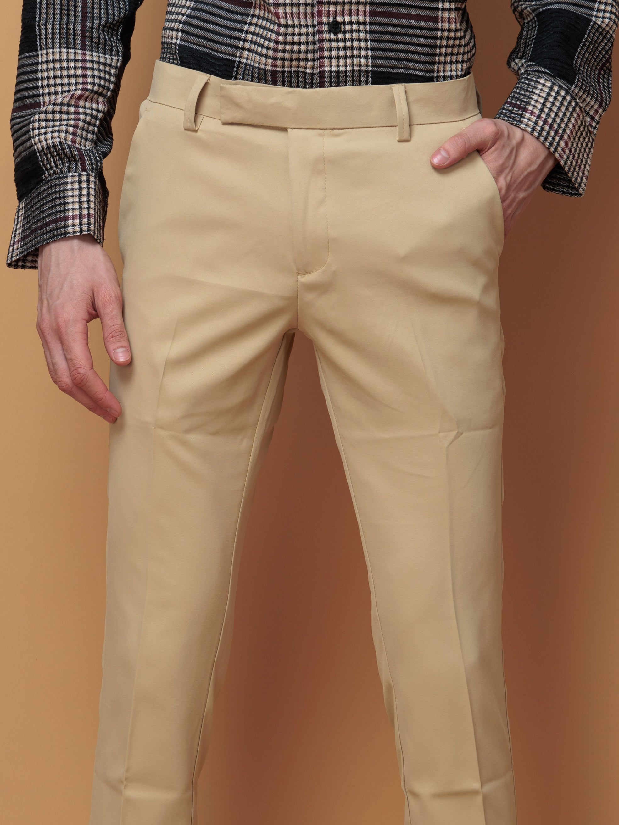 Foomer Formal Cream Pant For Men's