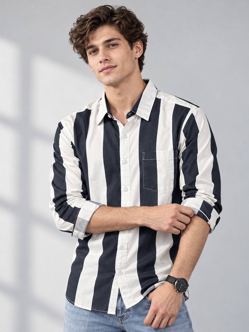 Men Striped Regular Fit Formal, Casual Wear Shirt