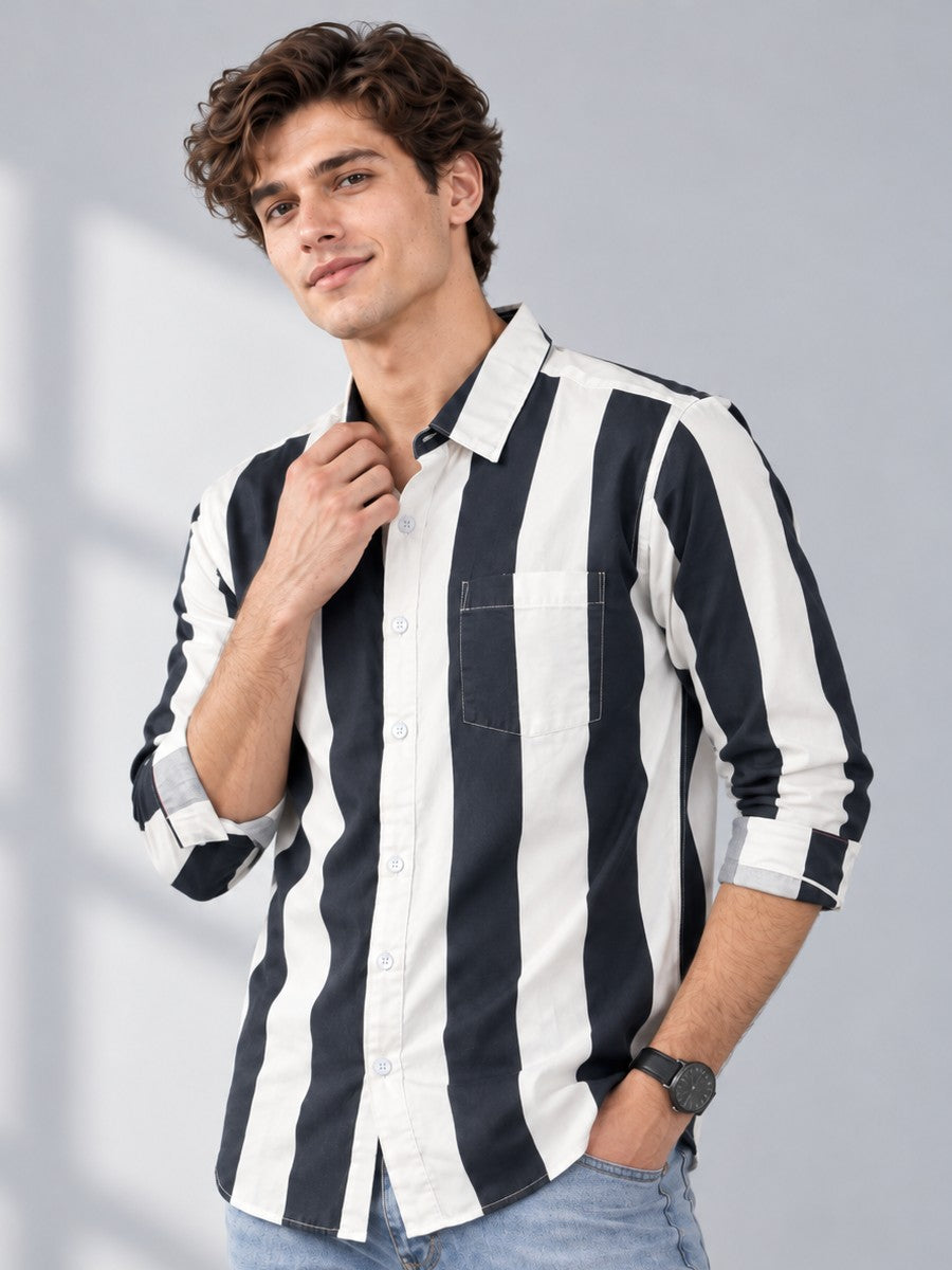 Men Striped Regular Fit Formal, Casual Wear Shirt