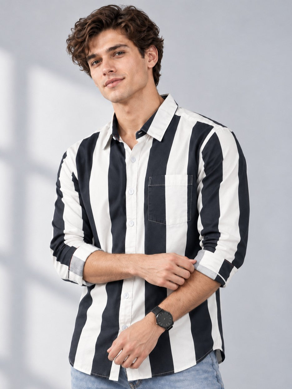 Men Striped Regular Fit Formal, Casual Wear Shirt