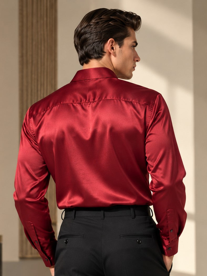 Men's Maroon Formal and Party Wear Designer Shirt