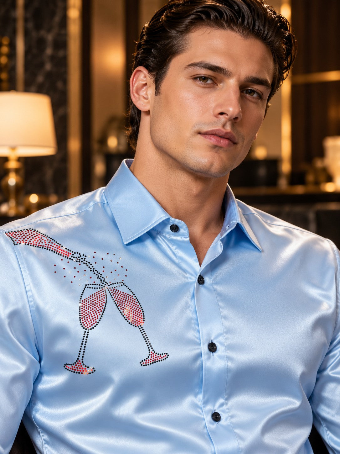 Men Sky Blue Formal and Party Wear Designer Shirt
