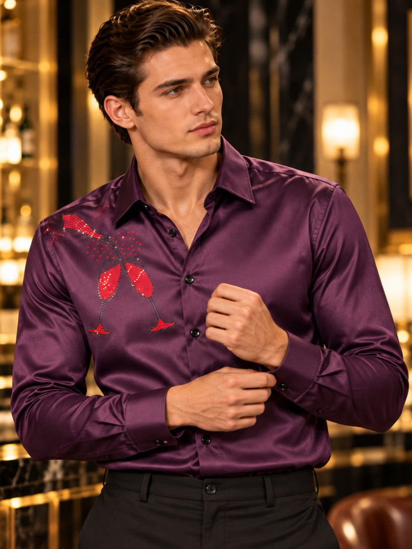 Men's Dark Purple Formal and Party Wear Designer Shirt