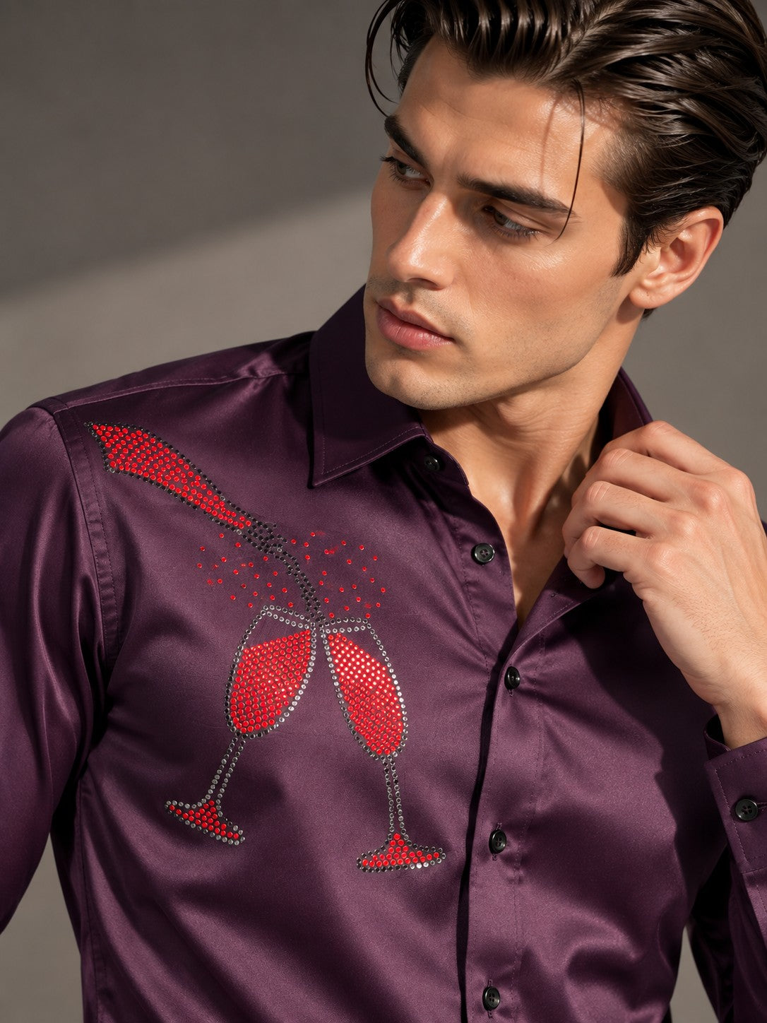 Men's Dark Purple Formal and Party Wear Designer Shirt