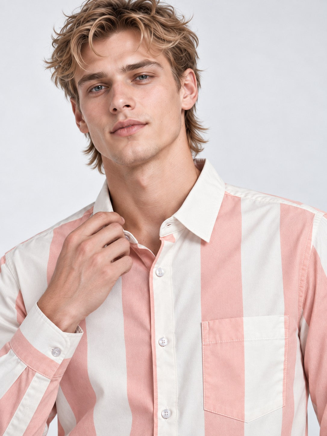 Men Pink Striped Regular Fit Formal, Casual Wear Shirt