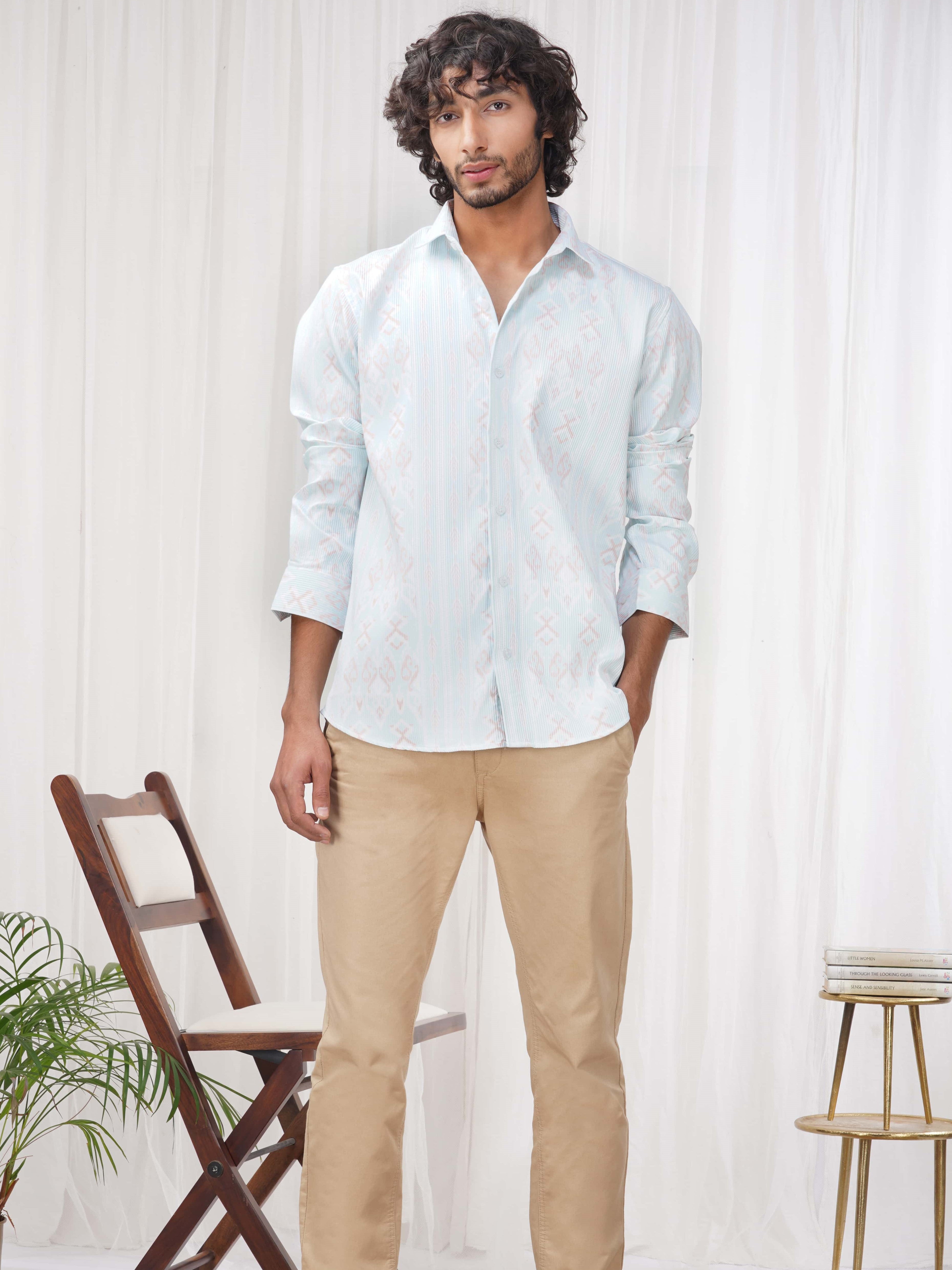 Platinum White-Sky Imported Premium Shirt for Men&#39;s