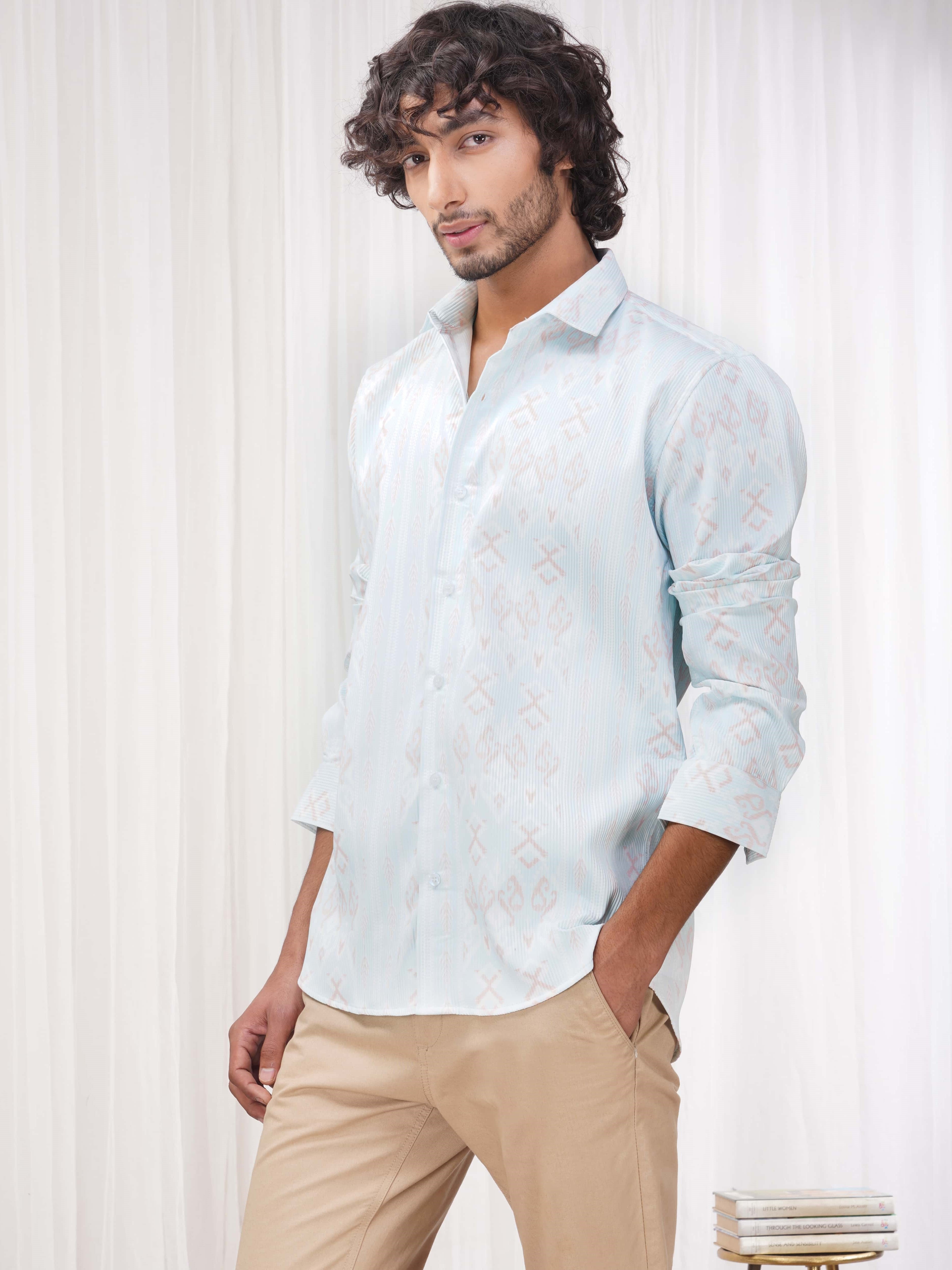 Platinum White-Sky Imported Premium Shirt for Men&#39;s