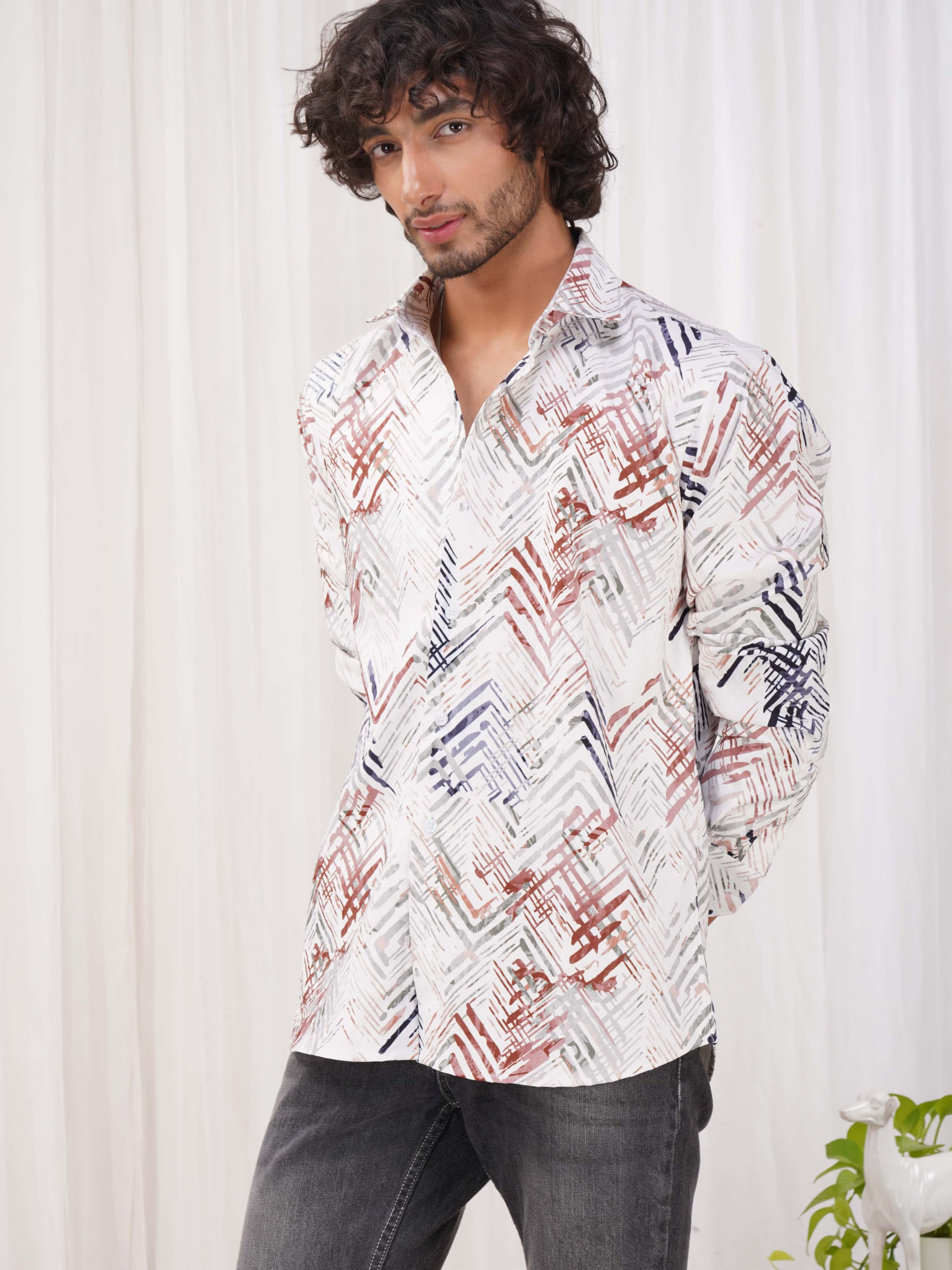 White-Maroon Multicolor Imported Premium Shirt for Men&#39;s