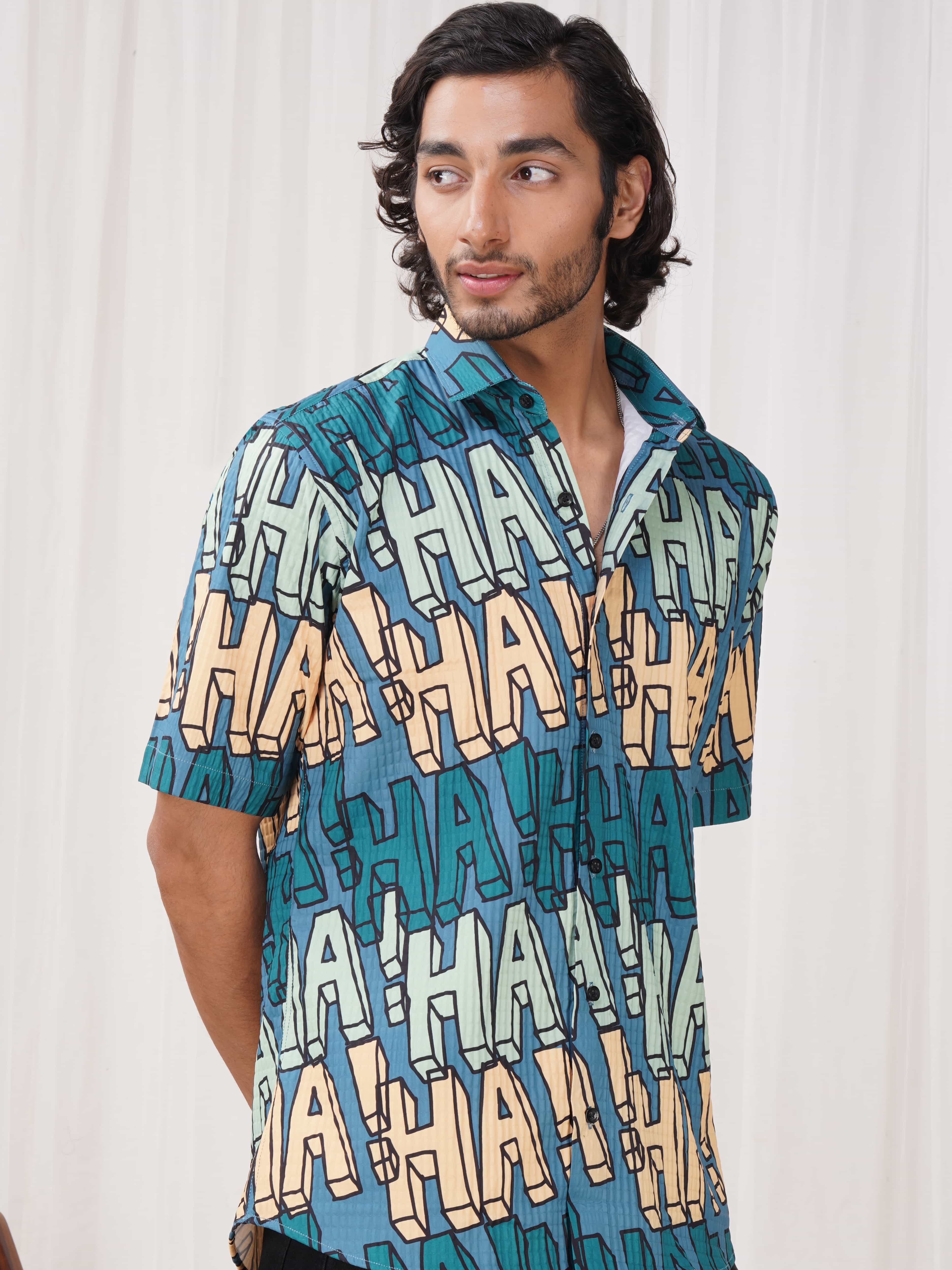Hippie Blue Half Sleeve Imported Premium Shirt for Men&#39;s