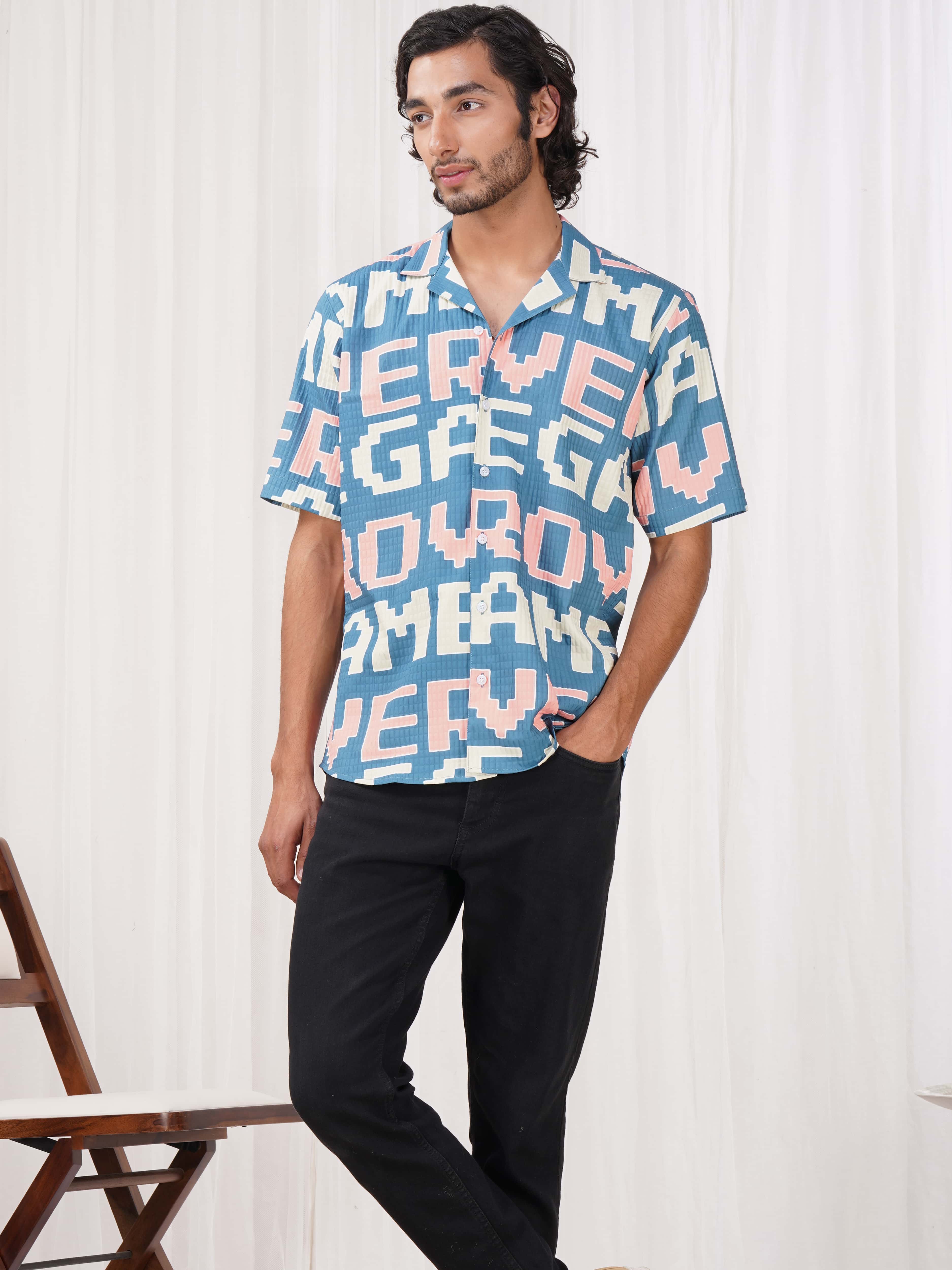 Hippie Blue Half Sleeve Imported Premium Shirt for Men&#39;s