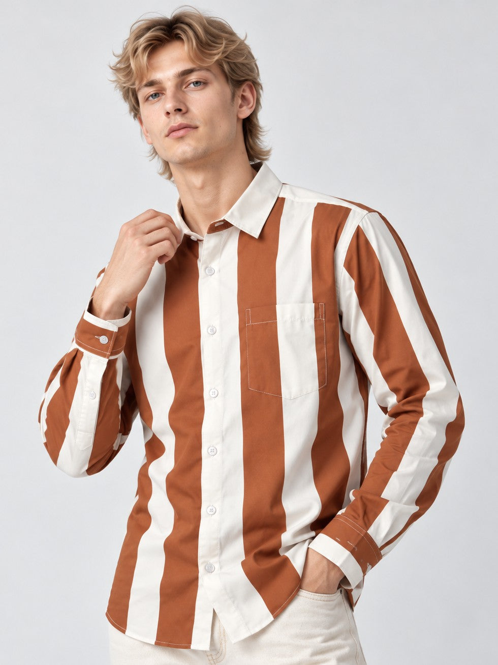 Men Striped Regular Fit Formal, Casual Wear Shirt
