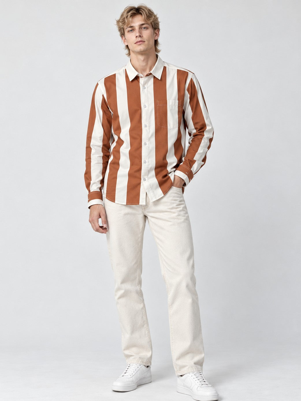 Men Striped Regular Fit Formal, Casual Wear Shirt